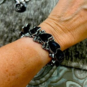 Vintage Barclay Black Hearts Tennis Bracelet